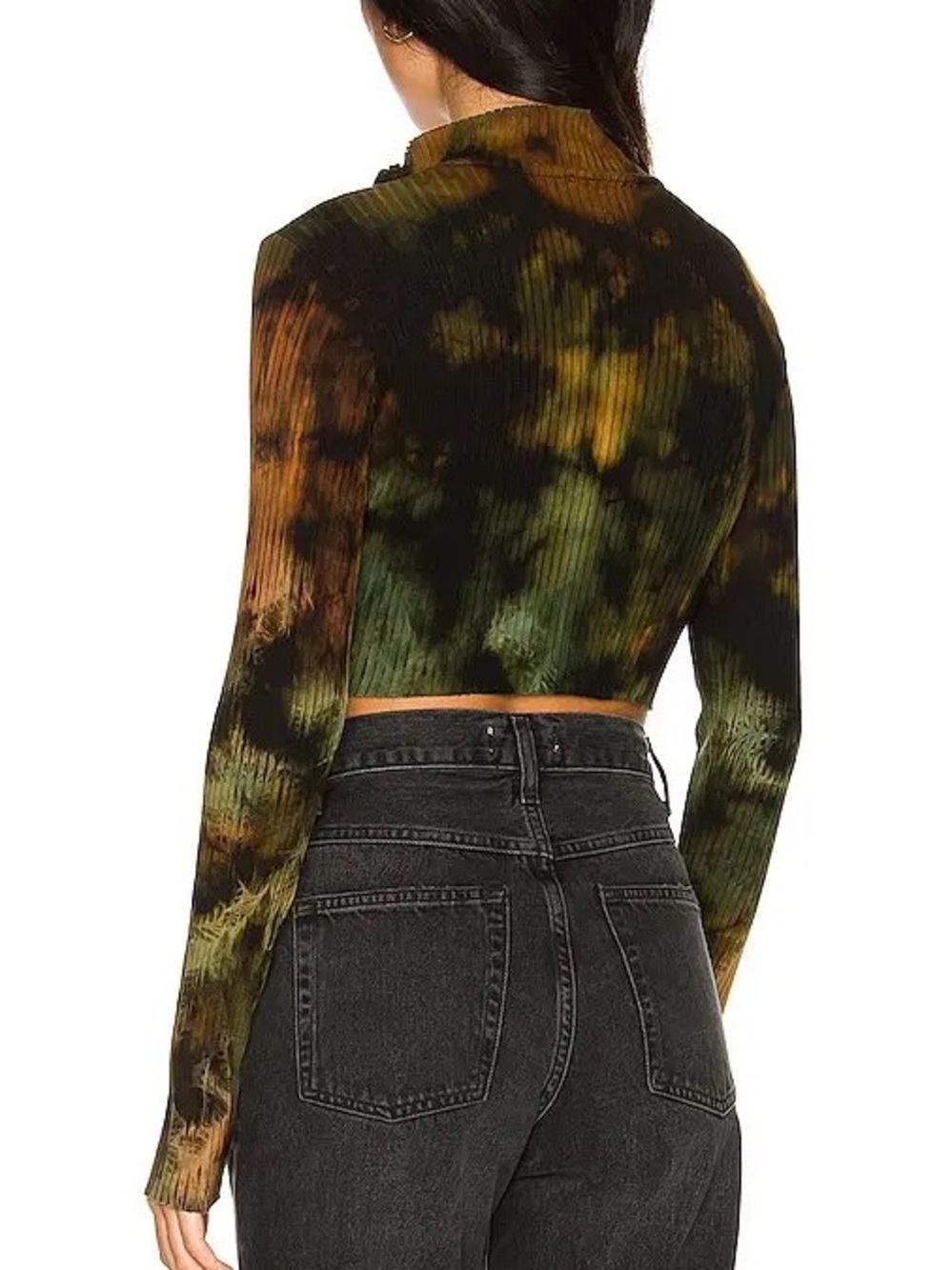 NWT Cotton Citizen Ibiza Turtleneck Ribbed Crop Top in Green Desert Mirage Sz XS - Picture 4 of 16